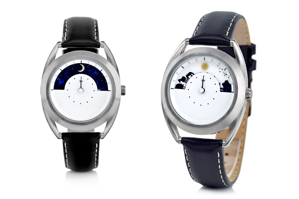 Необычные хронометры от Mr. Jones Watches, которые показывают время с помощью смены солнечного цикла.